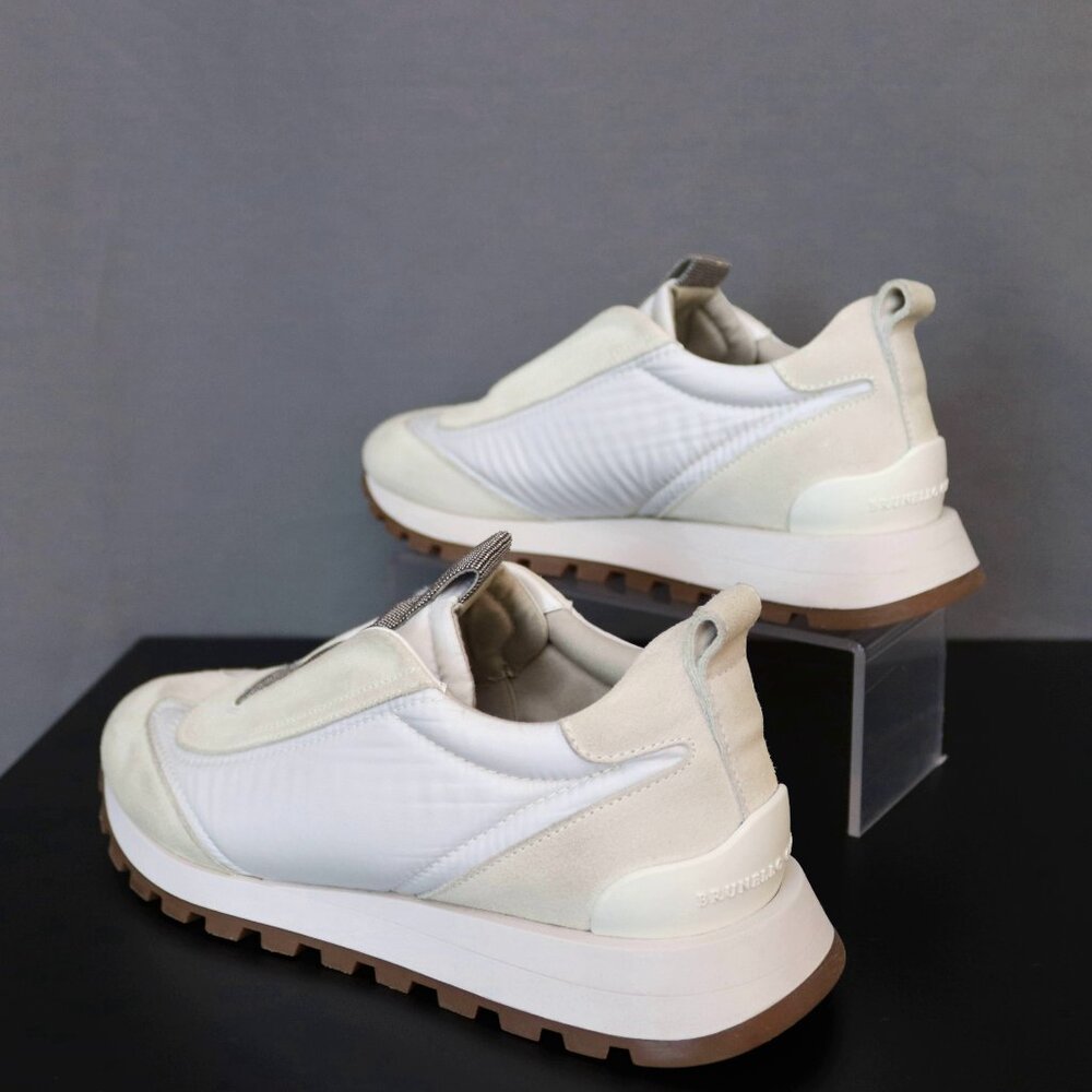 BRUNELLO CUCINELLI 38 Monili Trim Lug Sole Slip-On Runner Sneakers - Picture 10 of 15